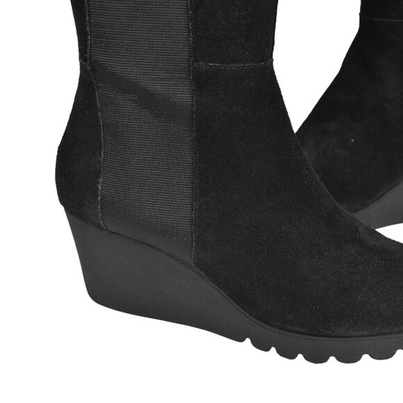 Donald J Pliner Black Suede Tall Boots Wedge Heel Knee High Platform Size 8 - Picture 2 of 13